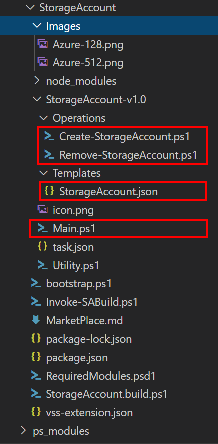 Image of files for Storage Account Extension