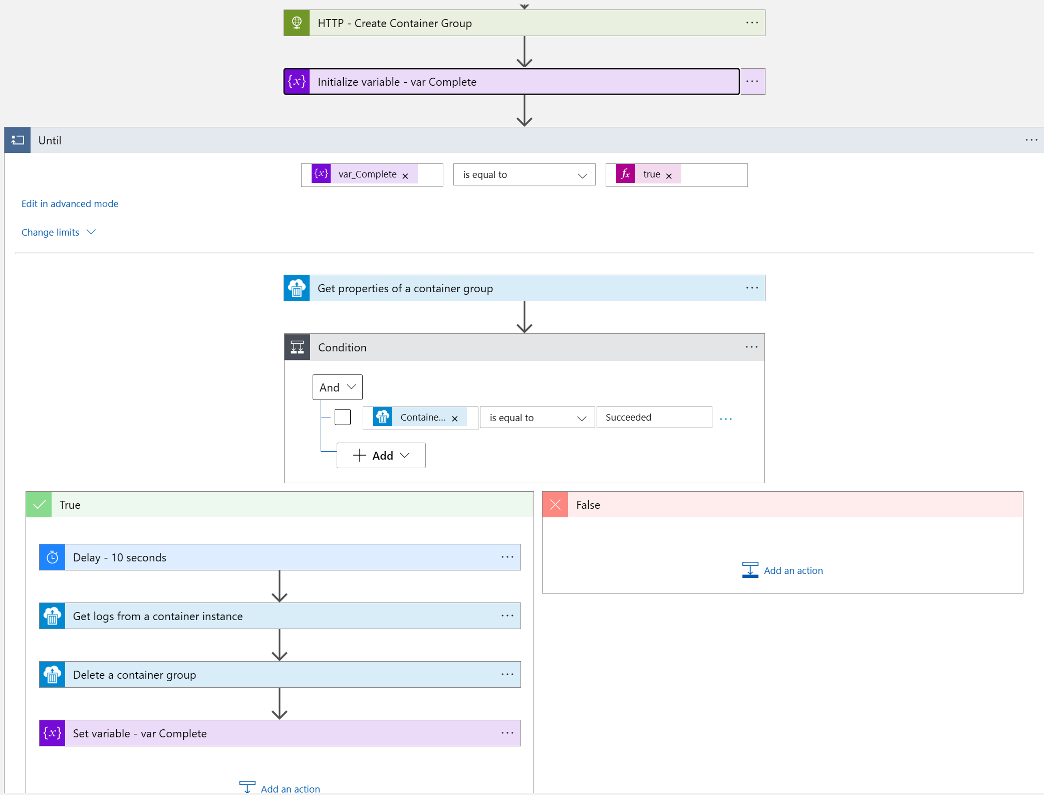 Screenshot of the until loop in the logic App Workflow