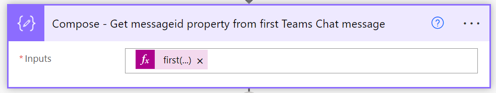 Compose - Get messageid property from first Teams Chat message action