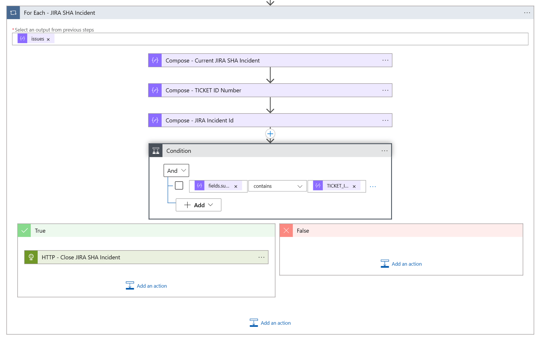 Foreach loop and validation of JIRA ticket to be closed screenshot