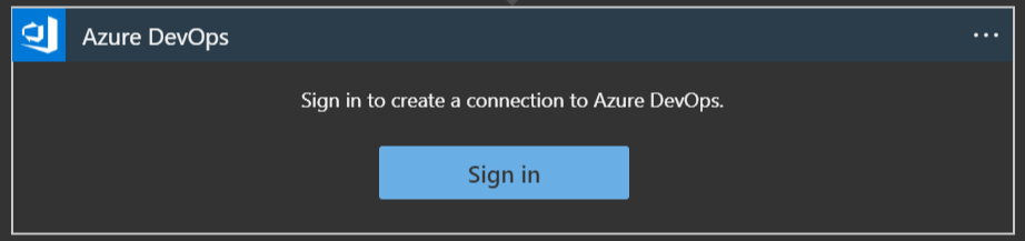 Screenshot to Sign in to Azure DevOps Connection