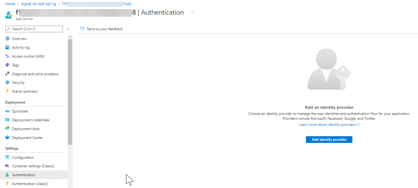 Enable Authentication on Web App