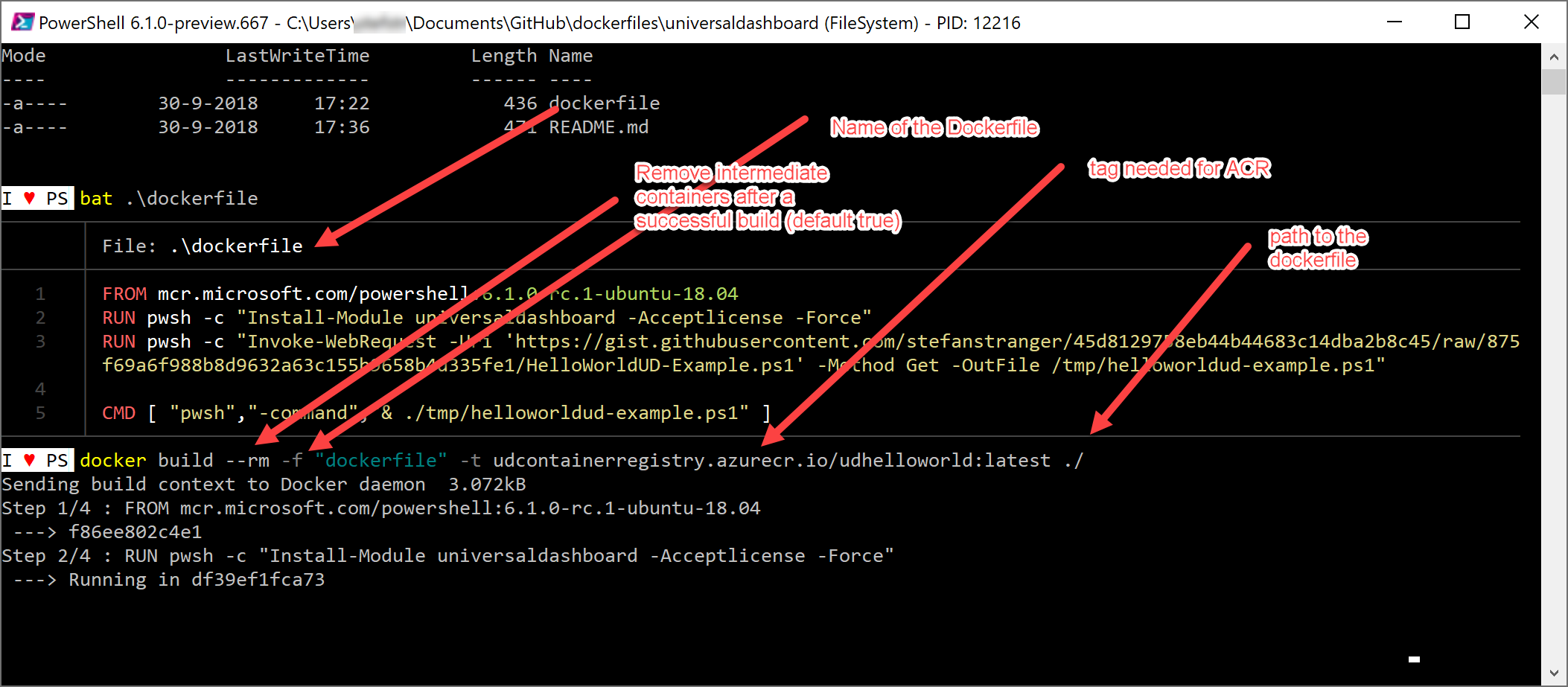 Docker Build command screenshot